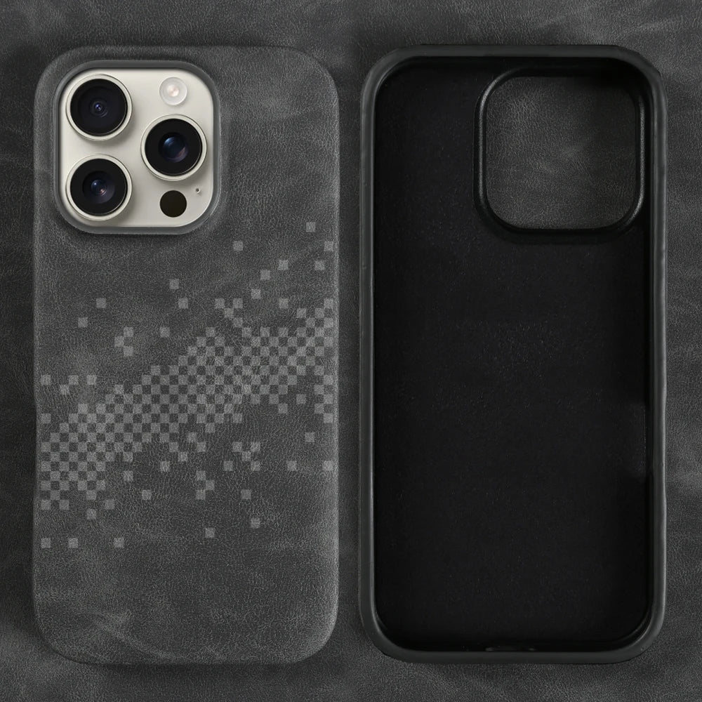 Luxus Lederhülle iPhone 17–15 Pro Max Stoßfest