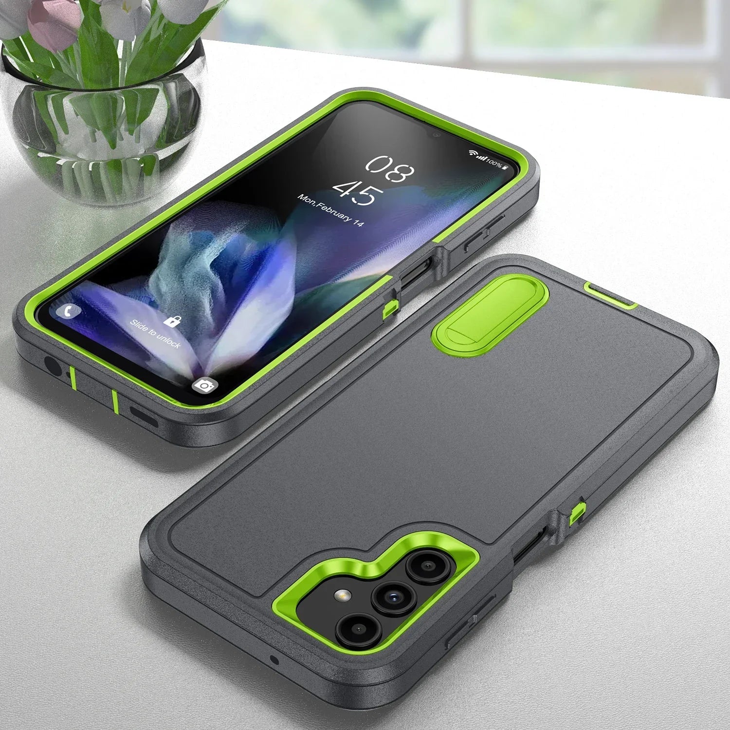 Robust anti-shock case with stand for Samsung