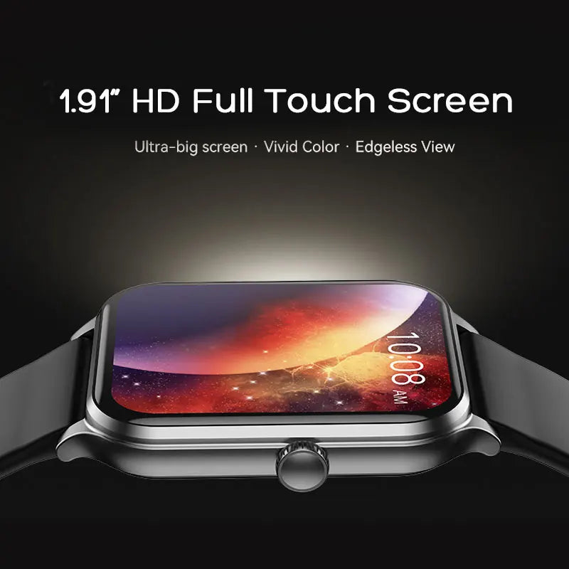 Klassische Smartwatch Schwarz mit Fitness & Anruf