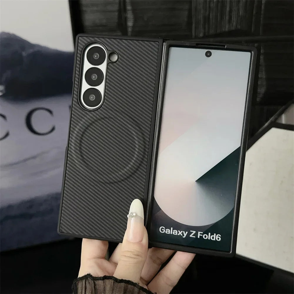 Magnetische Carbon Lederhülle Galaxy Z Fold
