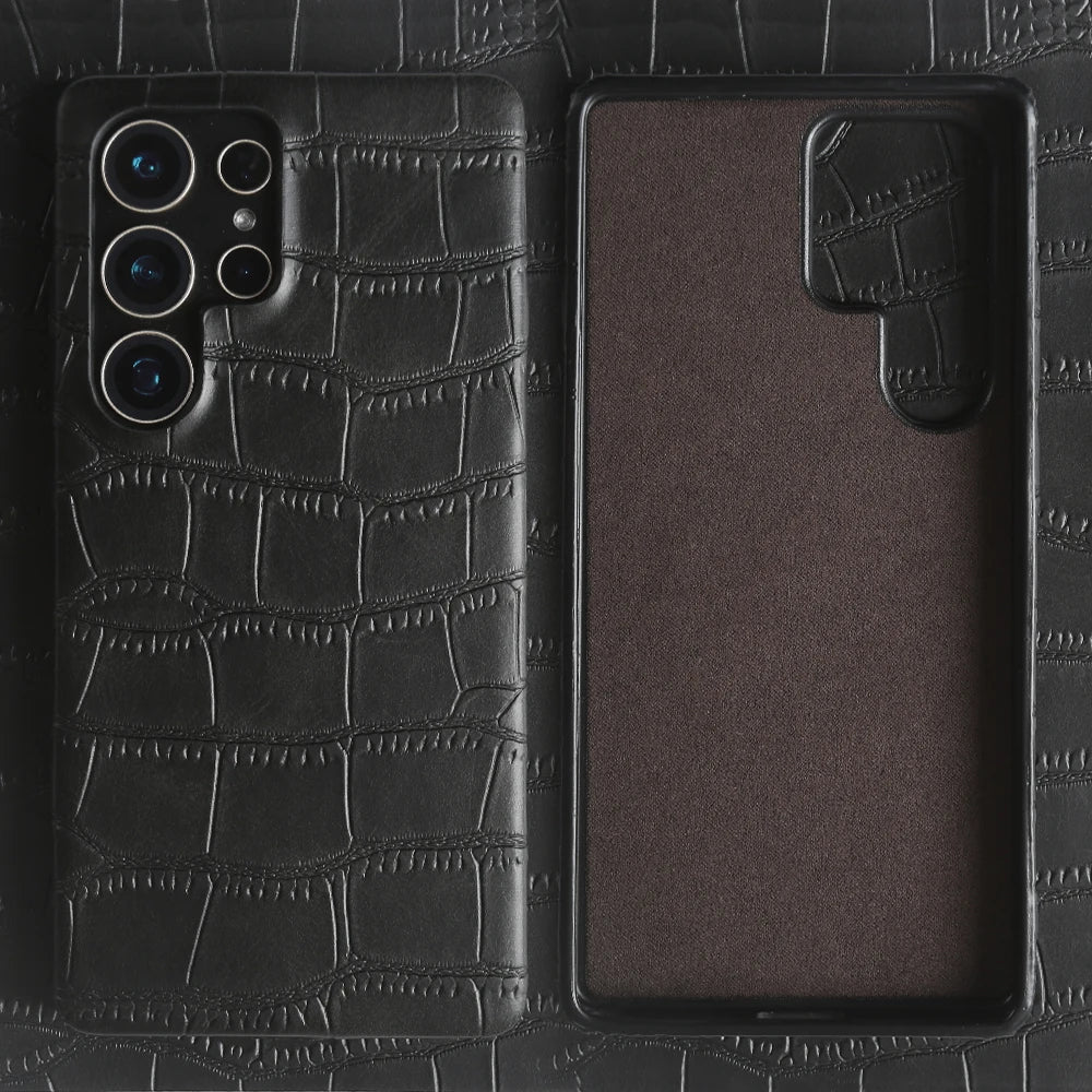 Luxus Krokodilleder Hülle für Samsung Galaxy