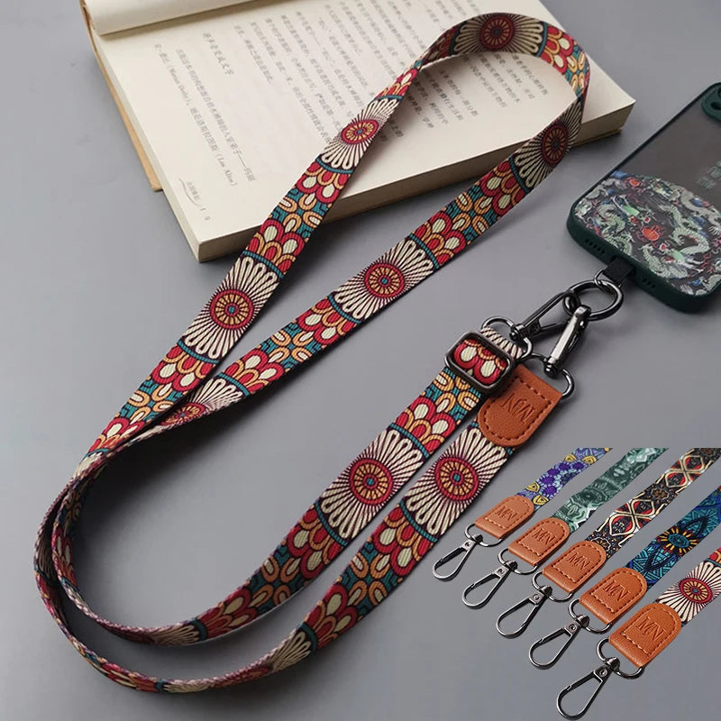 Retro Handy-Lanyard mit Totem-Muster und Clip