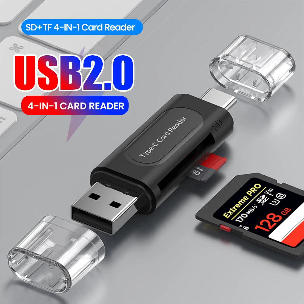 4-in-1 USB Typ C Kartenleser für iPhone & PC