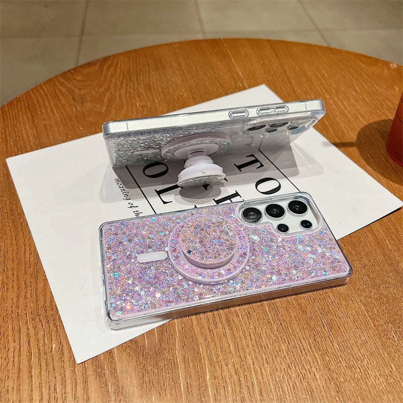 Glitzer Luxus Magnet Hülle für Samsung S25 Ultra