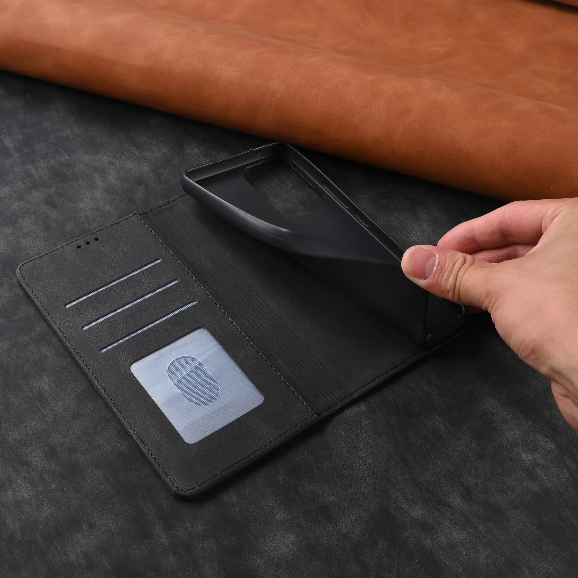 Leder Flip Hülle für Samsung Galaxy