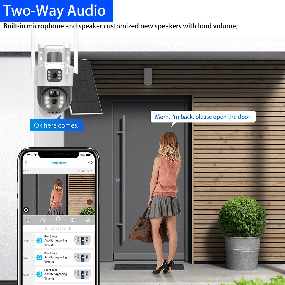 4K Dual-Screen PTZ WLAN Solarkamera mit PIR Sensor