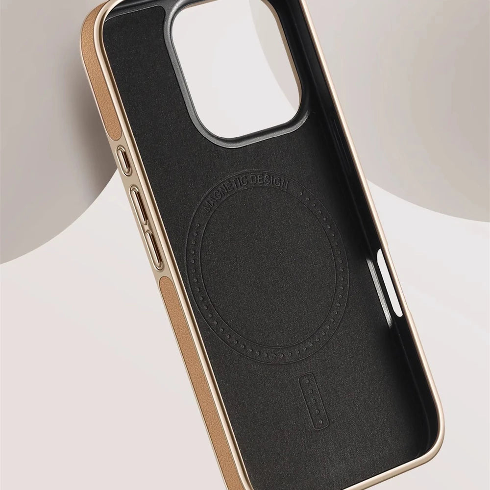 Luxus Plating Rahmen PU Leder Magnetische Hülle für iPhone 17