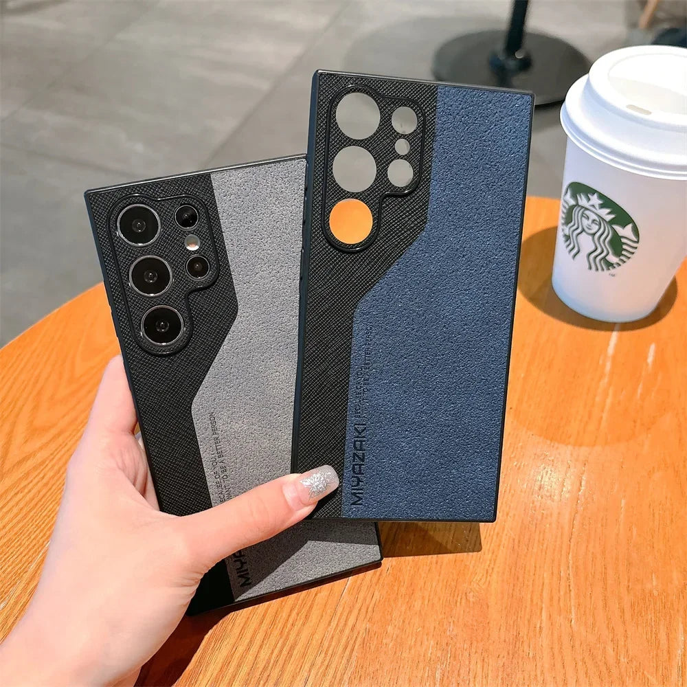 Luxury Dual Color PU Leather Case for Samsung Galaxy