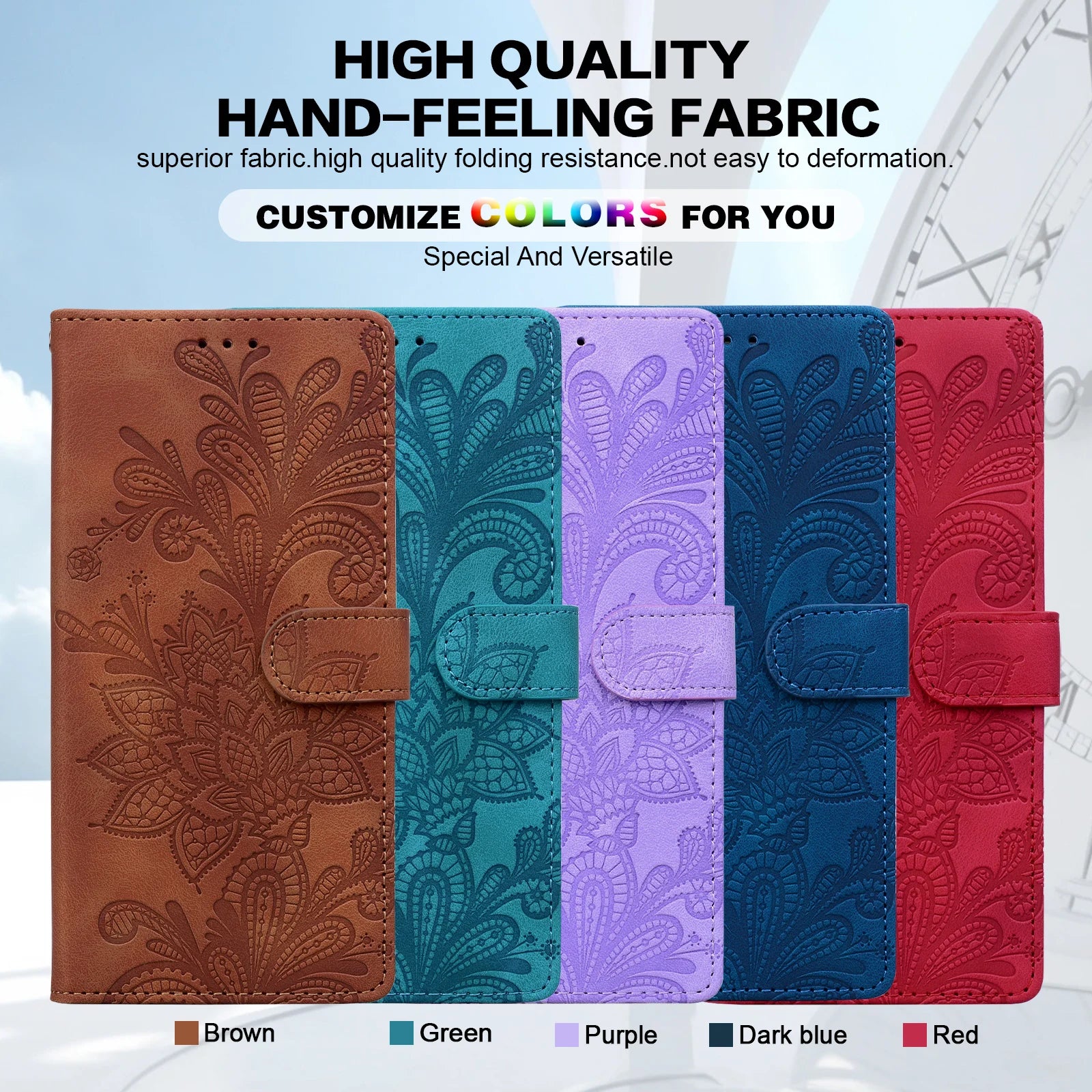 Präge Leder Flip Hülle für Xiaomi Poco