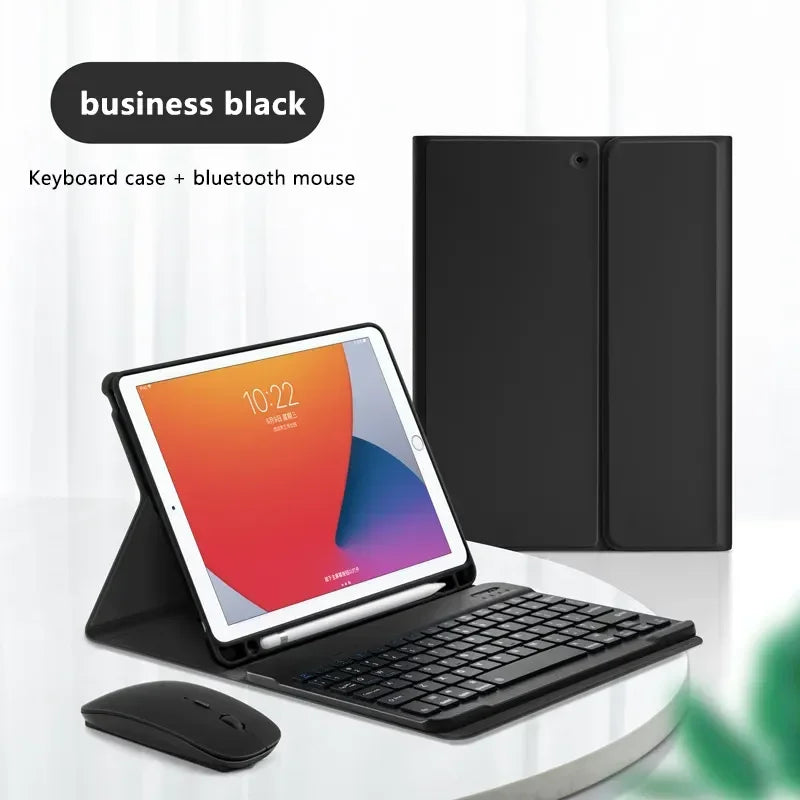 Bluetooth Tastatur & Maus mit Lederhülle für iPad 9.7–12.9 Zoll – Magnetisch & Stoßfest