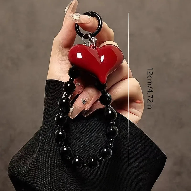 Rote 3D Herz-Handykette für Smartphone