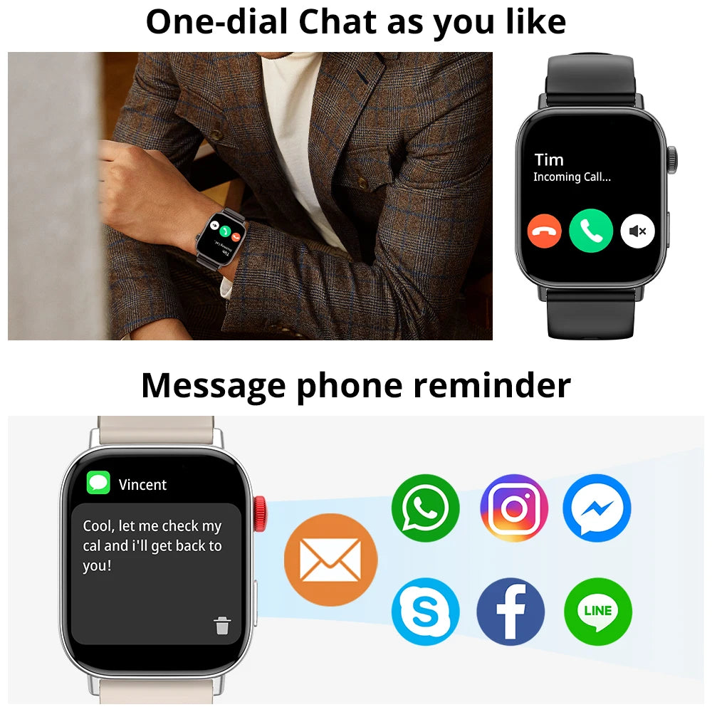 Smartwatch mit HD Display & Anruffunktion für Damen & Herren