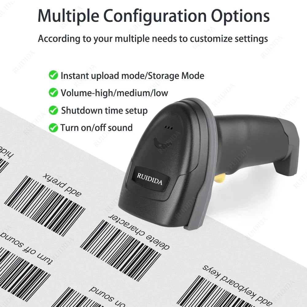 Kabelloser QR Barcode Scanner mit Ladestation 2D 1D