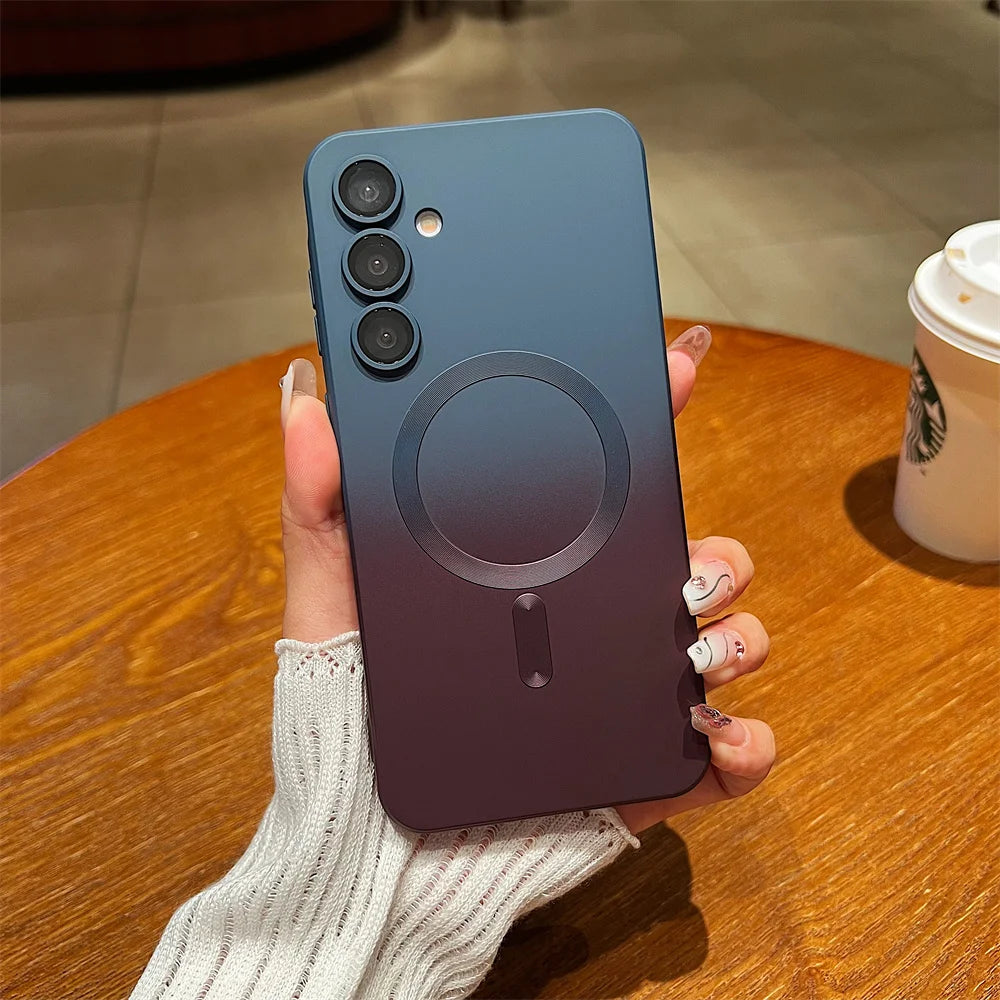Stylish gradient case with magnet & soft silicone