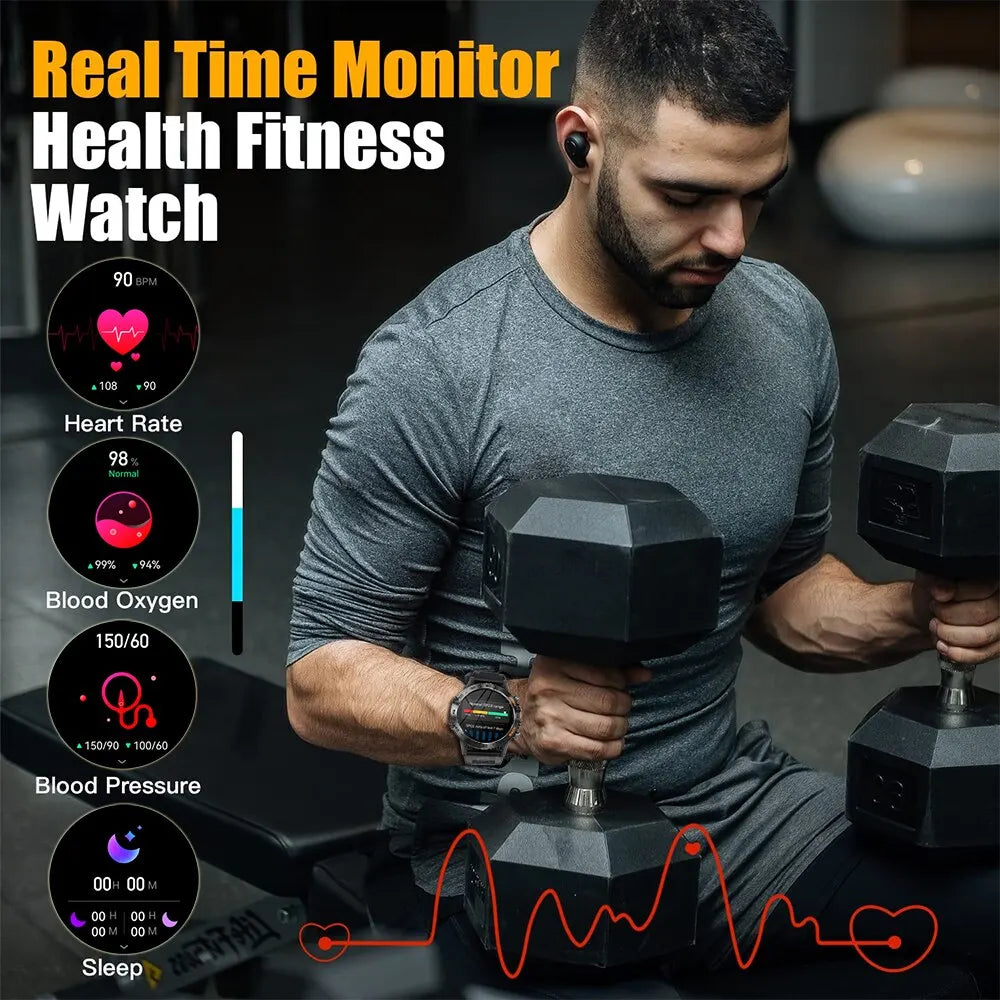 Bluetooth Smartwatch 1,39 Zoll Sport Fitness Uhr