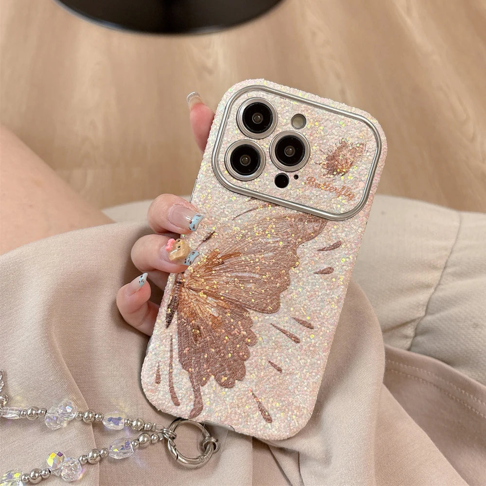 Schmetterling Hülle mit Perlenkette für iPhone 17