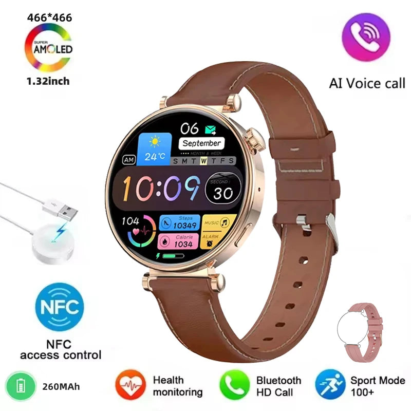 Elegante Damen Smartwatch GPS NFC Fullscreen 2025