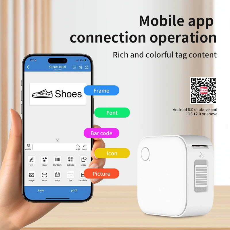 HZTZ Mini Bluetooth Etikettendrucker tragbar smart