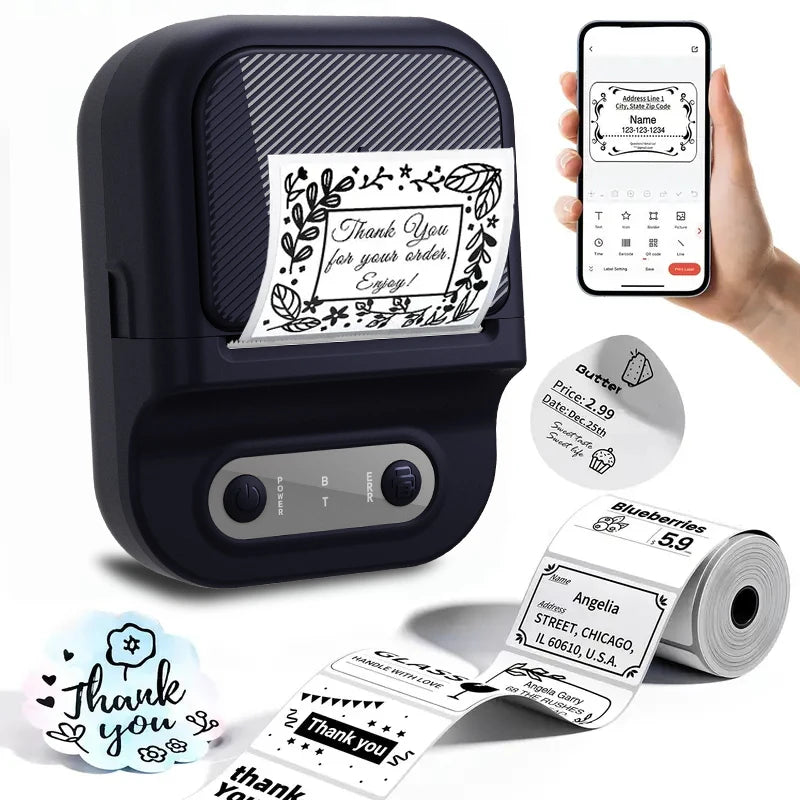 Tragbarer Thermoetikettendrucker Bluetooth Mini