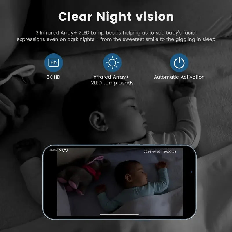 4MP WiFi Babyphone HD Nachtvision 360° Kamera