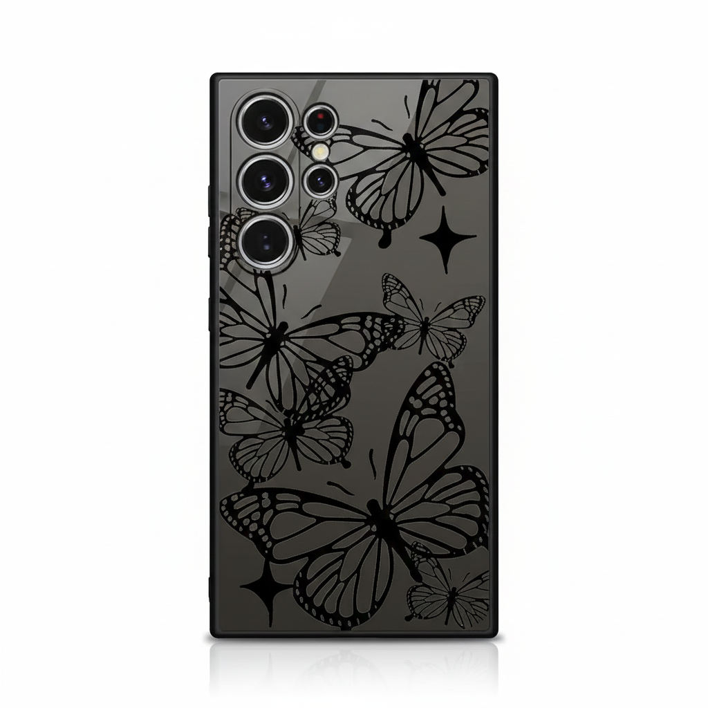 Schmetterling Hülle Schwarz für Samsung Galaxy