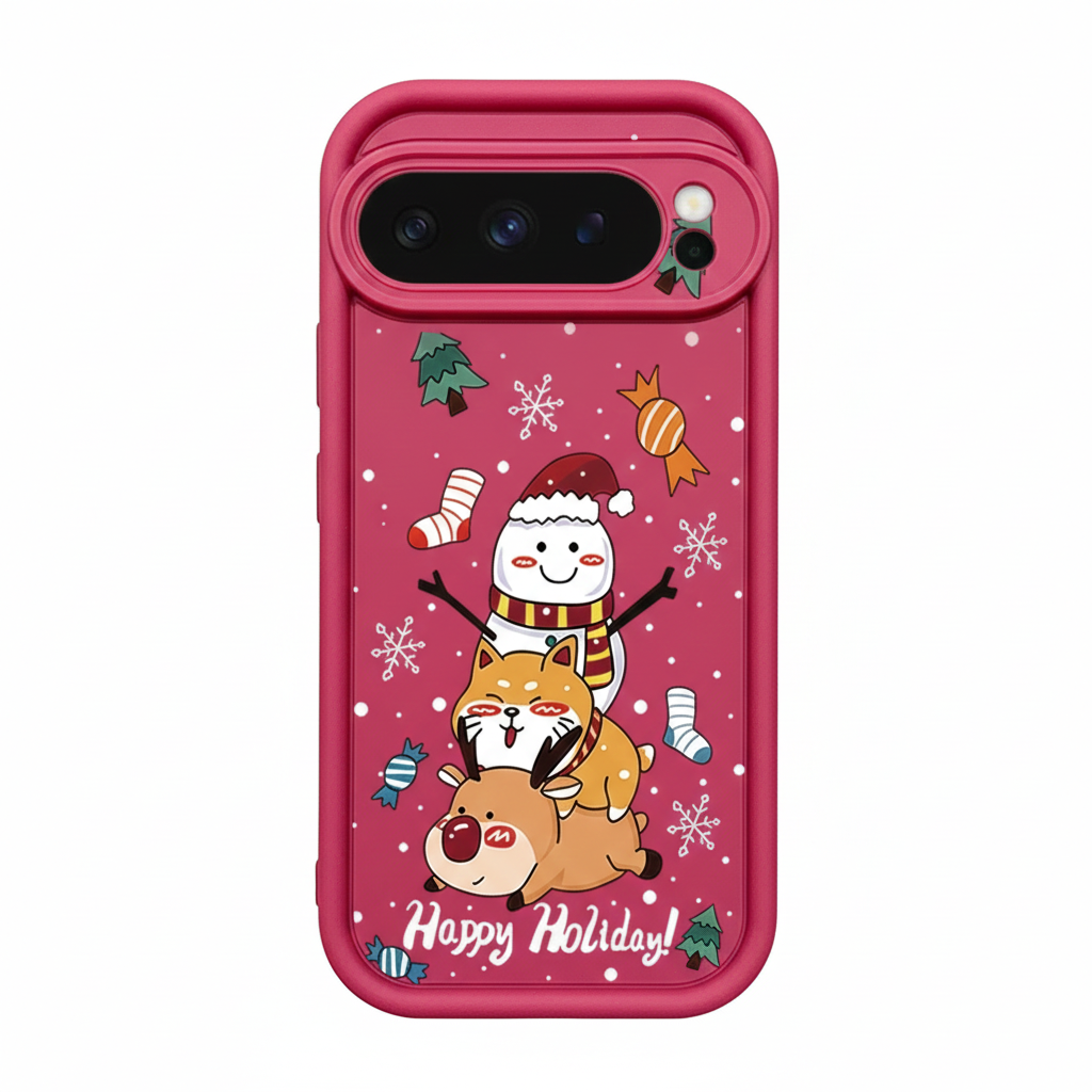 Soft Christmas TPU case for Google Pixel 8 and 9 series, shockproof, flexible, non-slip, durable, perfect fit, festive silicone case