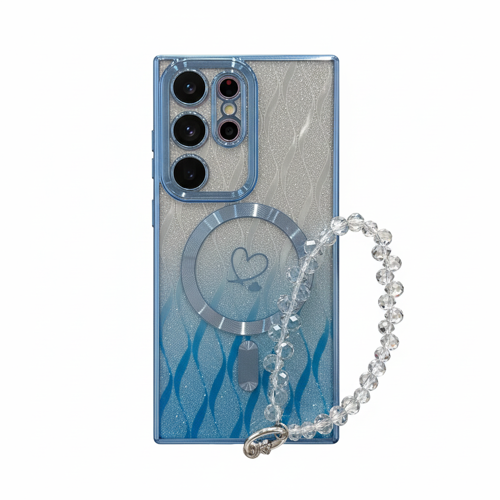 Heart Glitter Crystal Bracelet Case for Samsung S25 Ultra