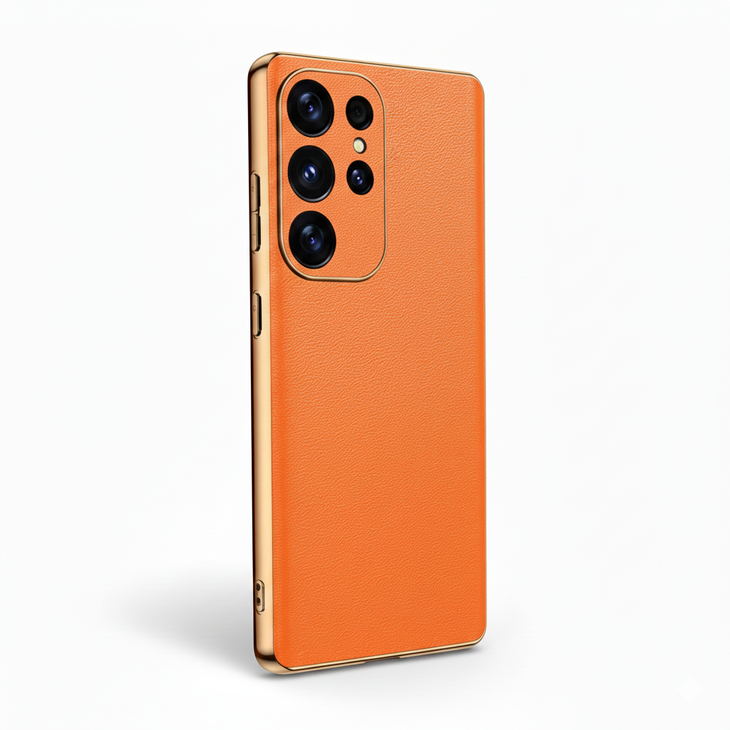 Luxus Leder Handyhülle für Samsung S25 360 Schutz