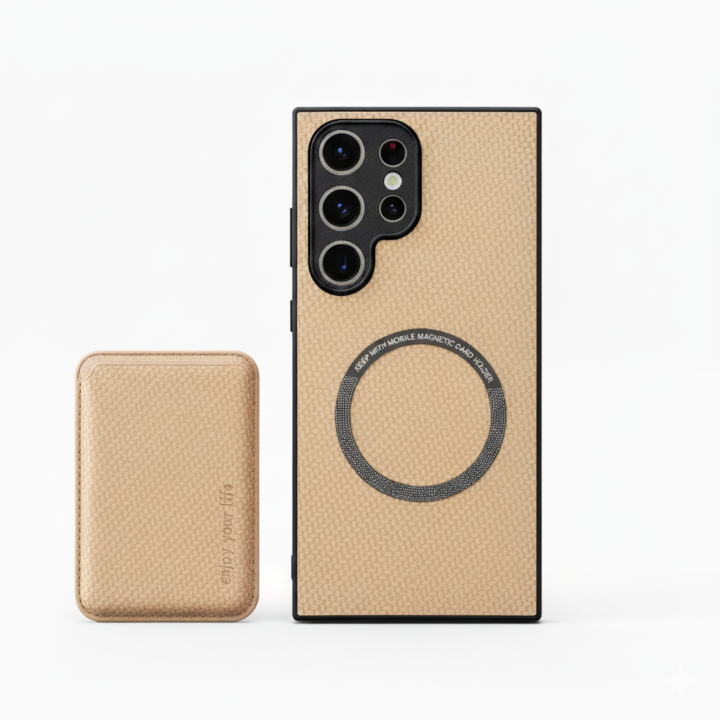 Carbon PU Lederhülle Magsafe für Samsung Galaxy