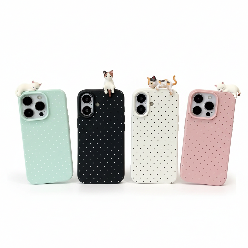 3D Katzen Leder Hülle für iPhone 17 & 16