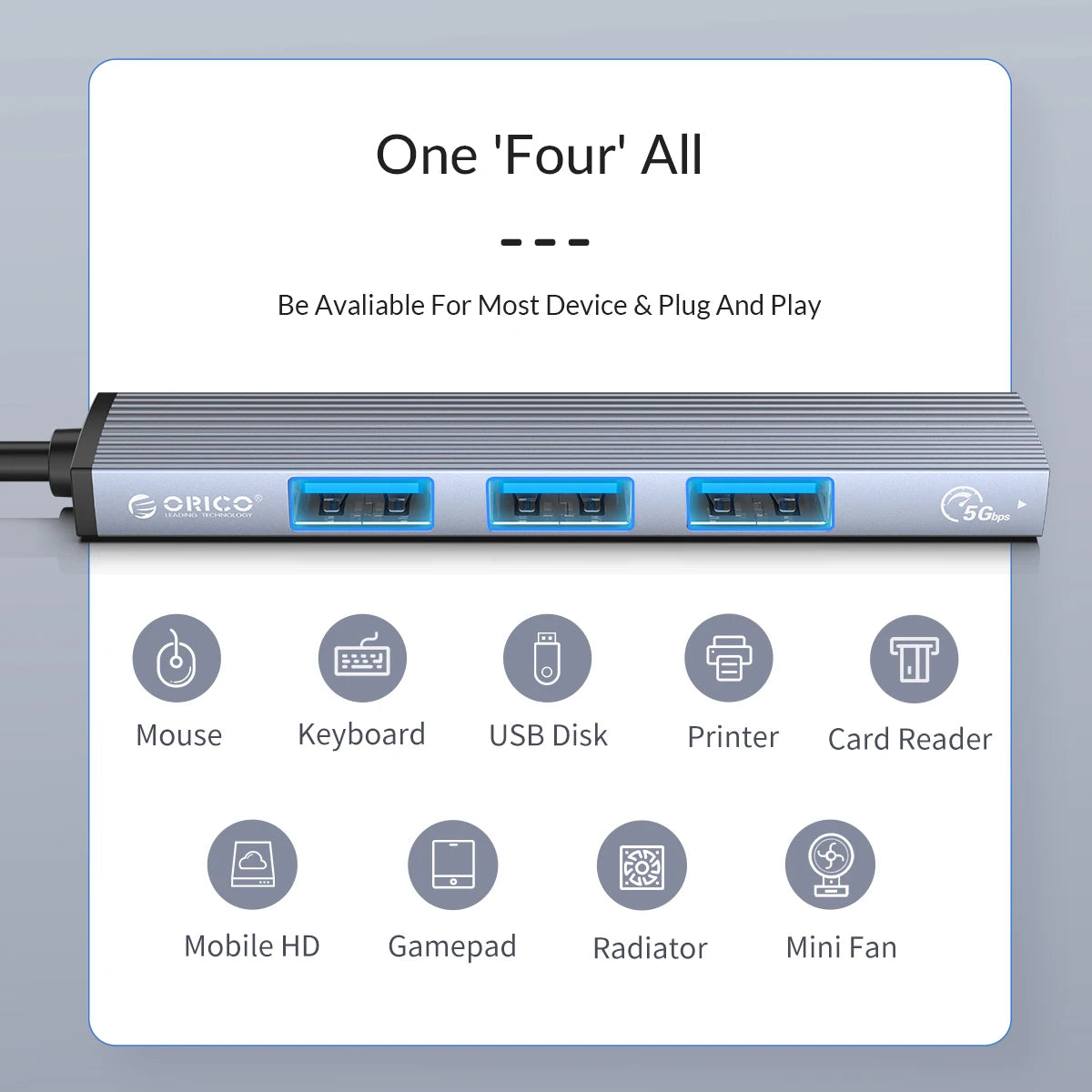 ORICO Aluminium USB-C HUB 4-Port