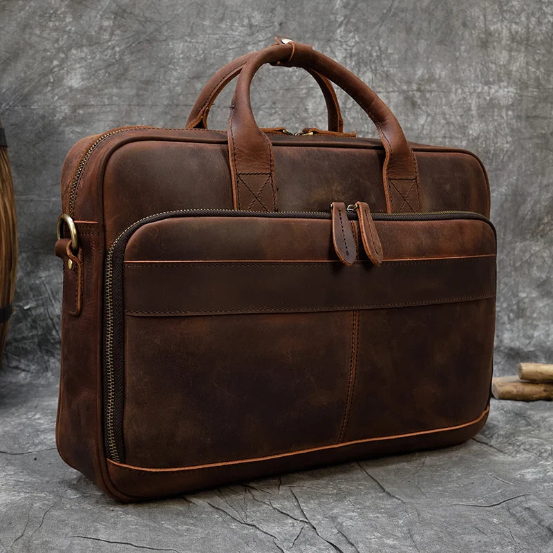 Crazy Horse Leder Aktentasche 16 Zoll