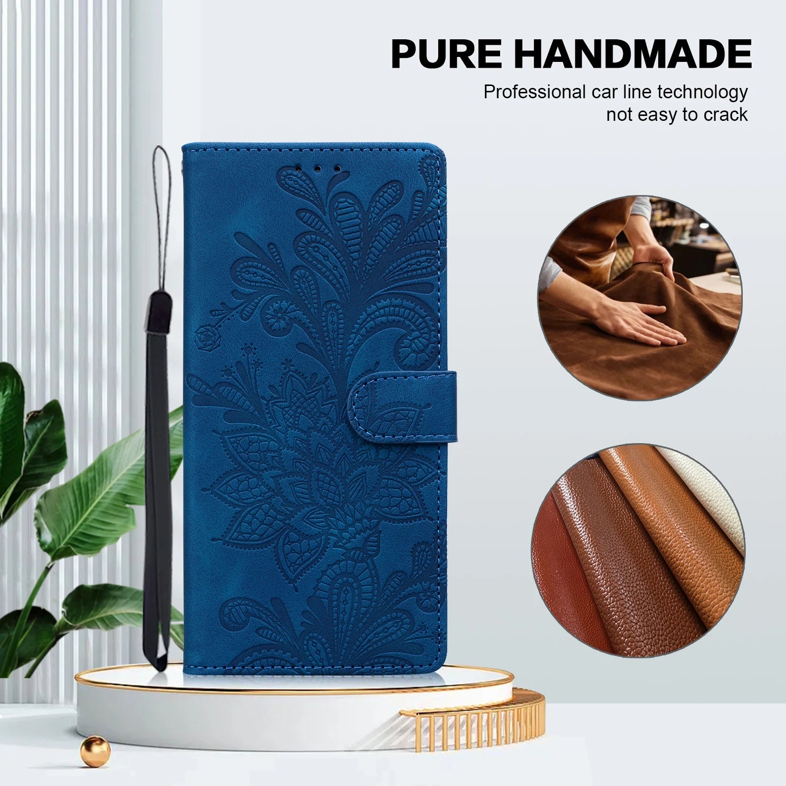 Präge Leder Flip Hülle für Xiaomi Poco