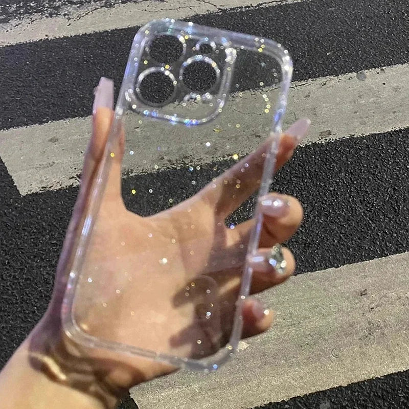 Glitzer Klare Silikonhülle iPhone 11-16