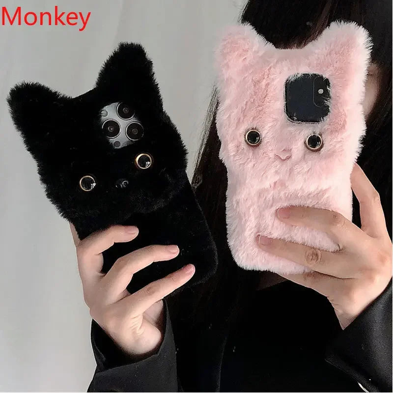 Süße 3D Plüsch Katzenhülle für Samsung Galaxy