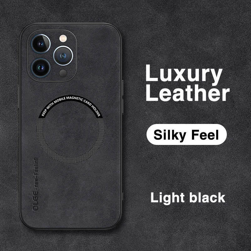 Magsafe Luxus Leder Stoßfeste Hülle für iPhone 11–16 Pro Max