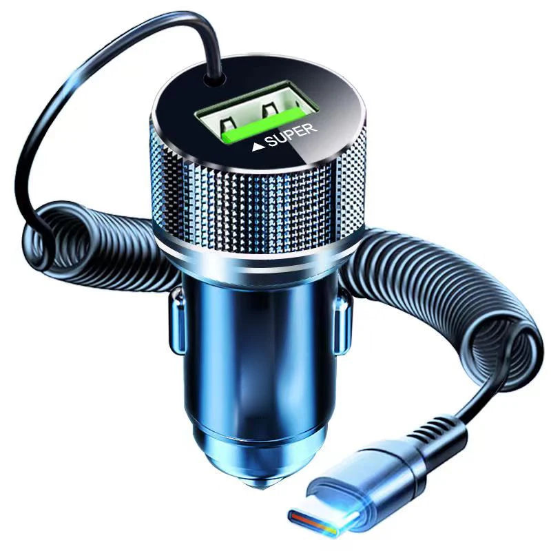 EDEBA 12V Metall USB Autoladegerät mit Typ-C Kabel