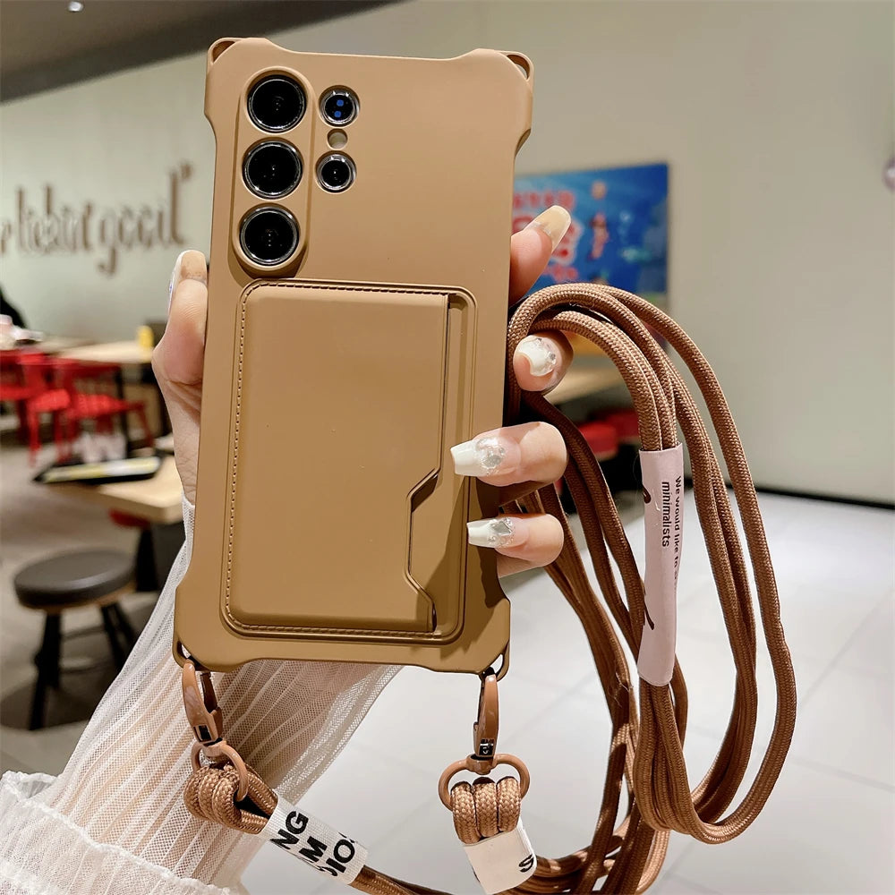 Luxus Crossbody Kartenhülle für Samsung Galaxy S25–S22