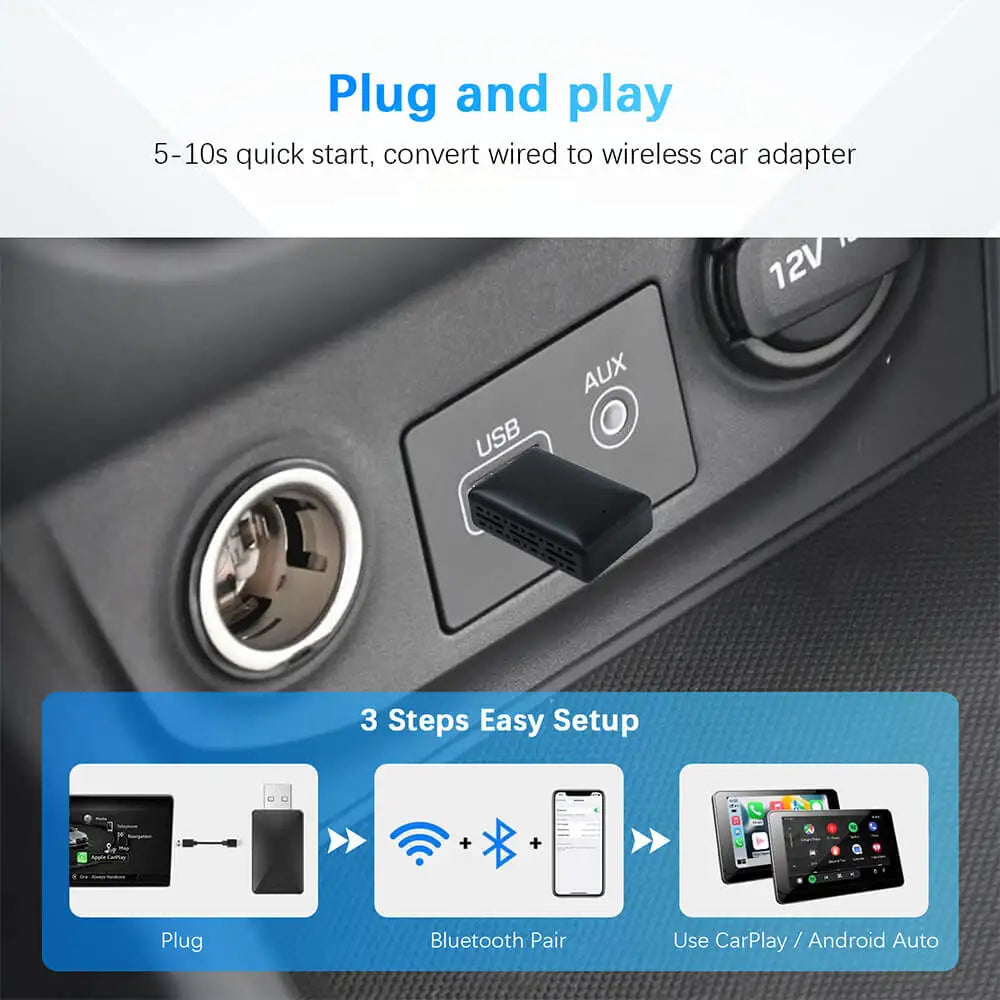 2in1 Kabelloser CarPlay Android Auto Adapter USB