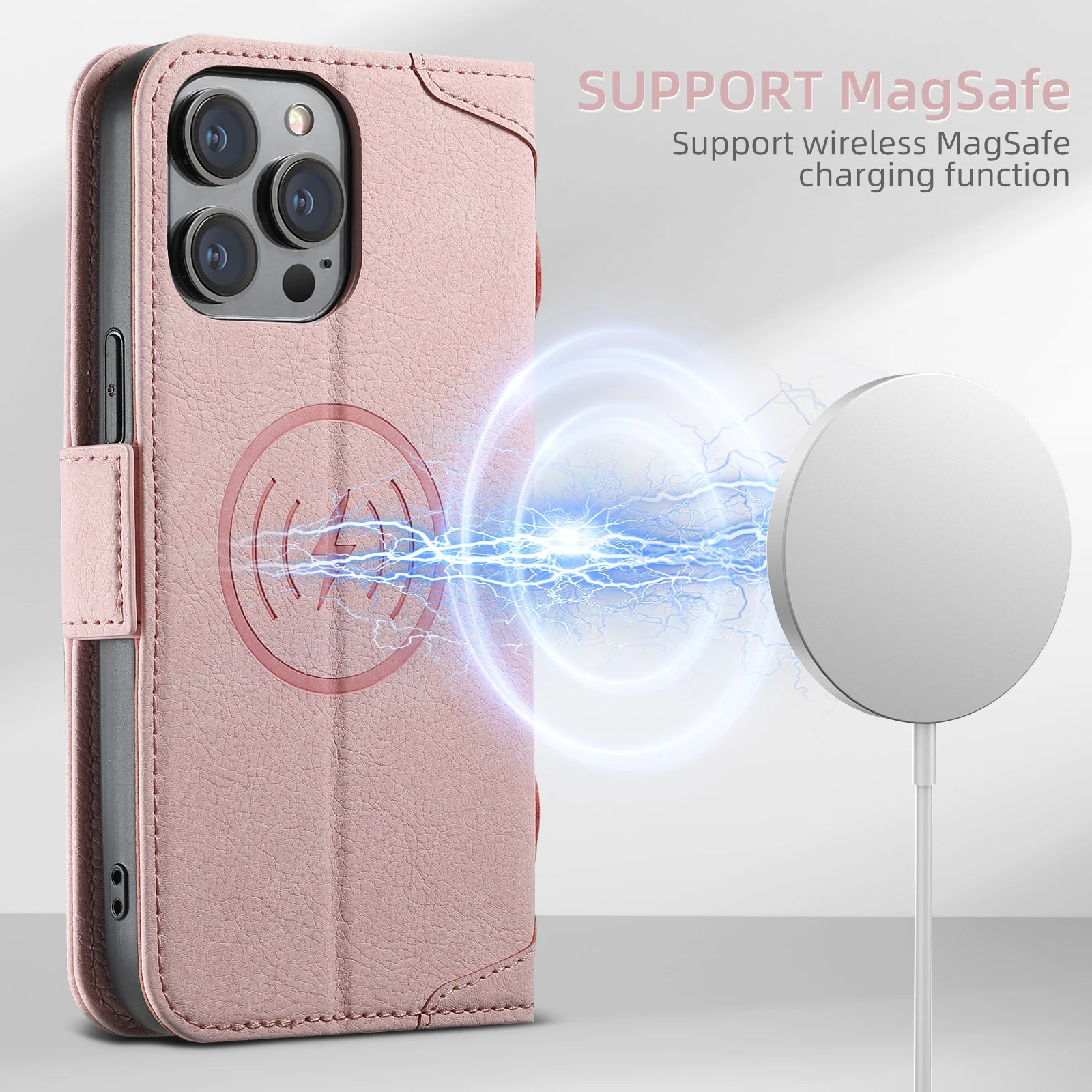 Magnetische Leder Wallet Hülle iPhone 16 Pro Max