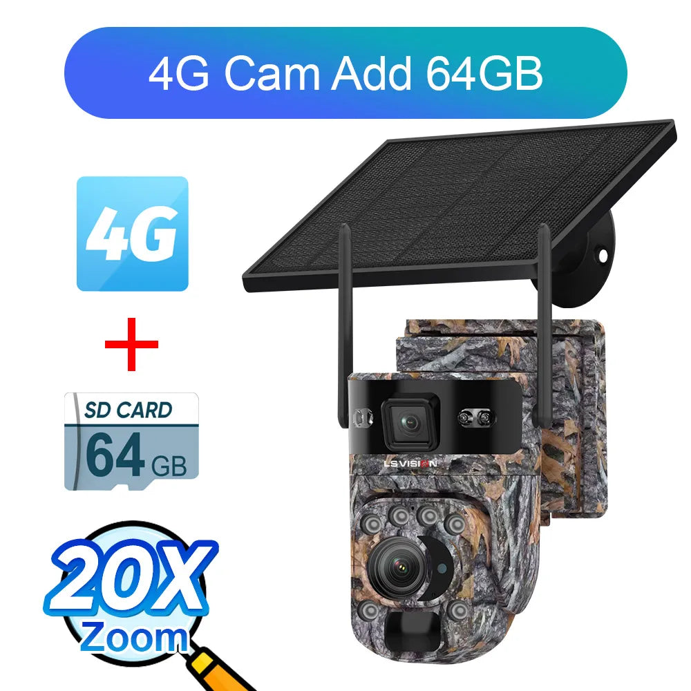 6K 4G Solar Sicherheitskamera mit 20X Zoom & Tracking