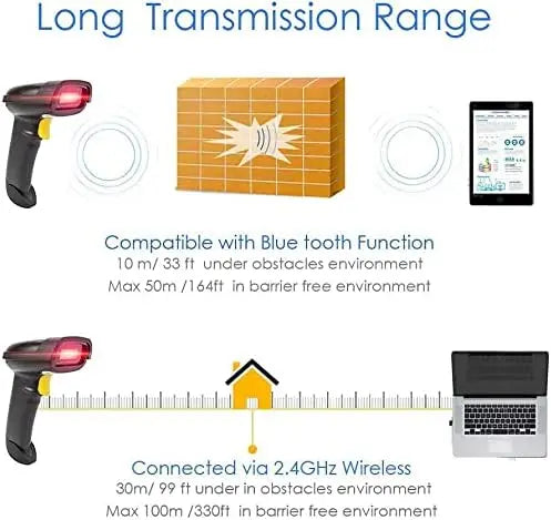 Kabelloser 2D QR Barcode Scanner Bluetooth Mobil