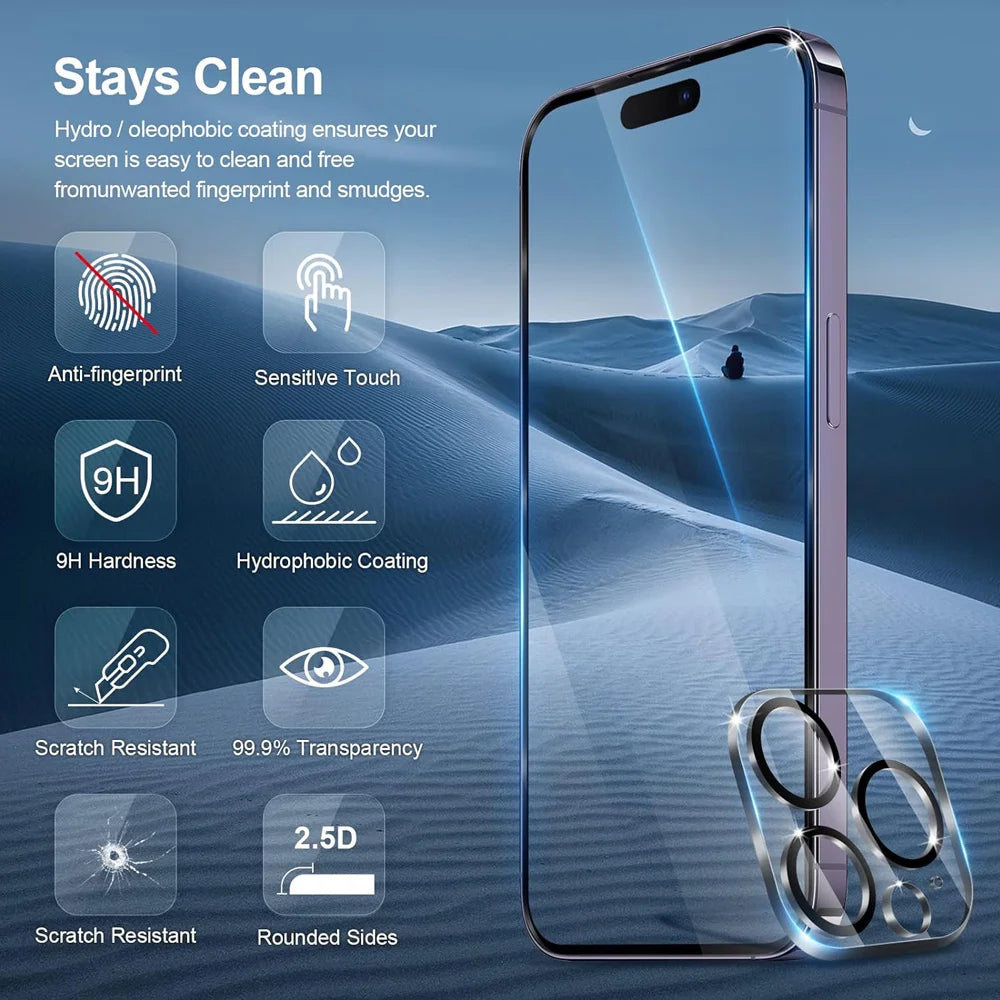 HD iPhone Schutzglas & Kamerafolie