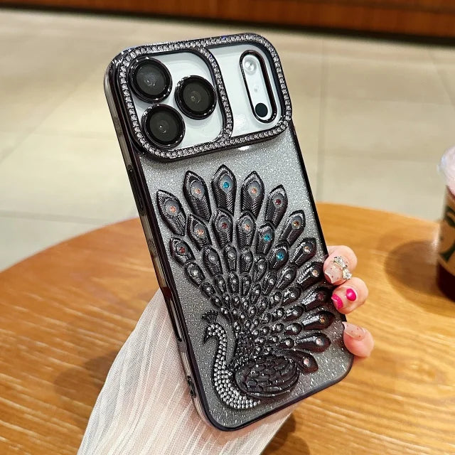 Luxus Glitzer-Pfau Hülle für iPhone 17 & mehr
