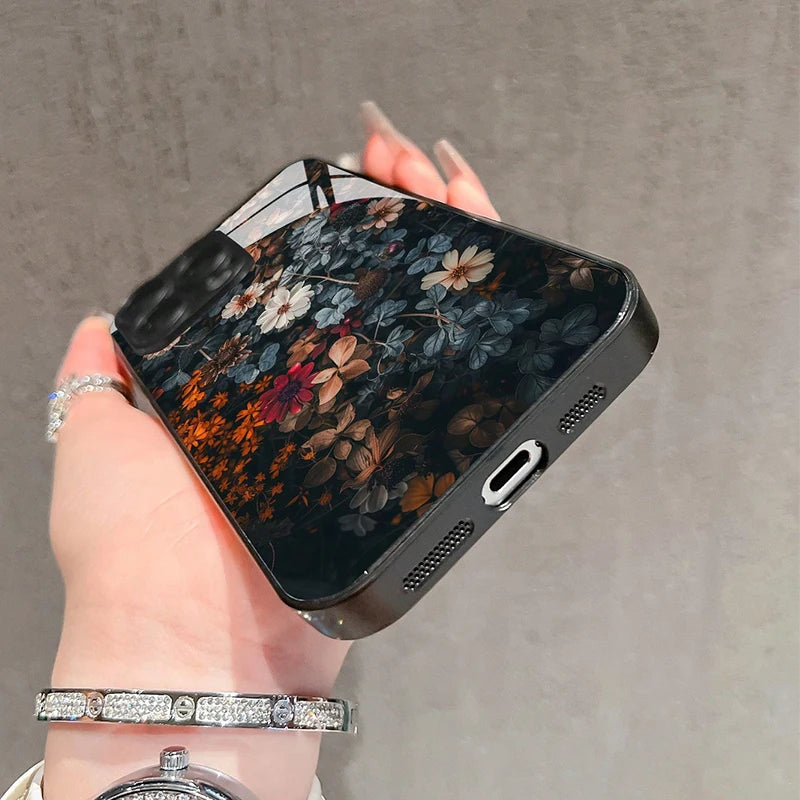 Retro Blumen Glas Hülle für Samsung Galaxy S25