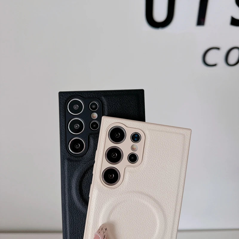 Edle Magsafe Lederhülle für Samsung Galaxy S25 S24