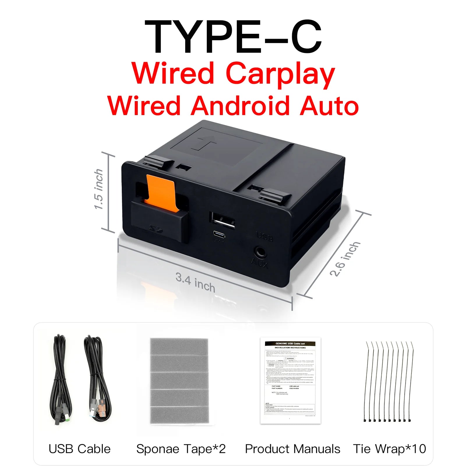 Wireless Type-C CarPlay Android Auto Adapter Mazda
