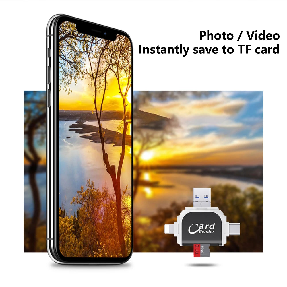 4-in-1 SD Micro Kartenleser für iPhone iPad Android