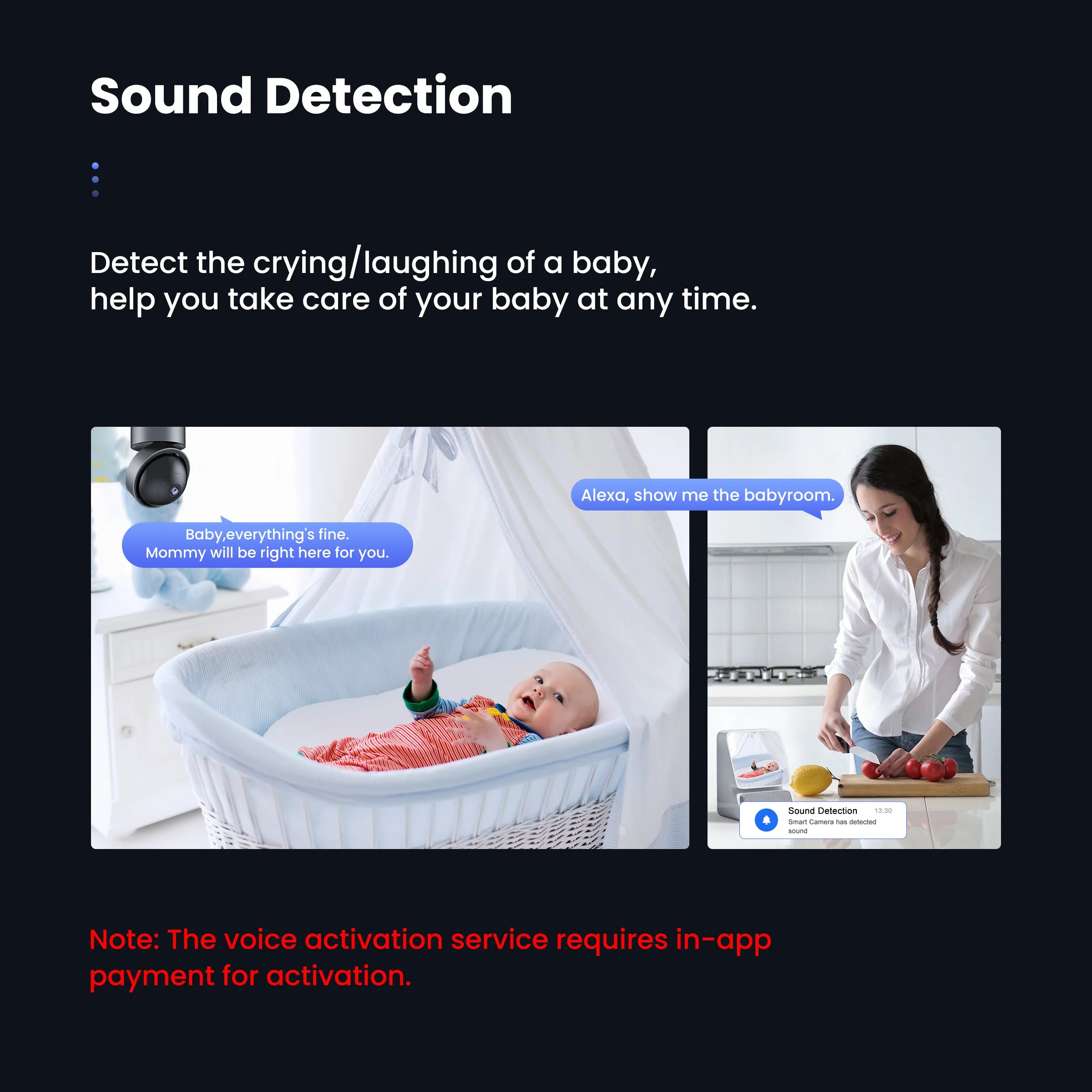 3MP WiFi Baby Kamera mit Nachtsicht und Alexa