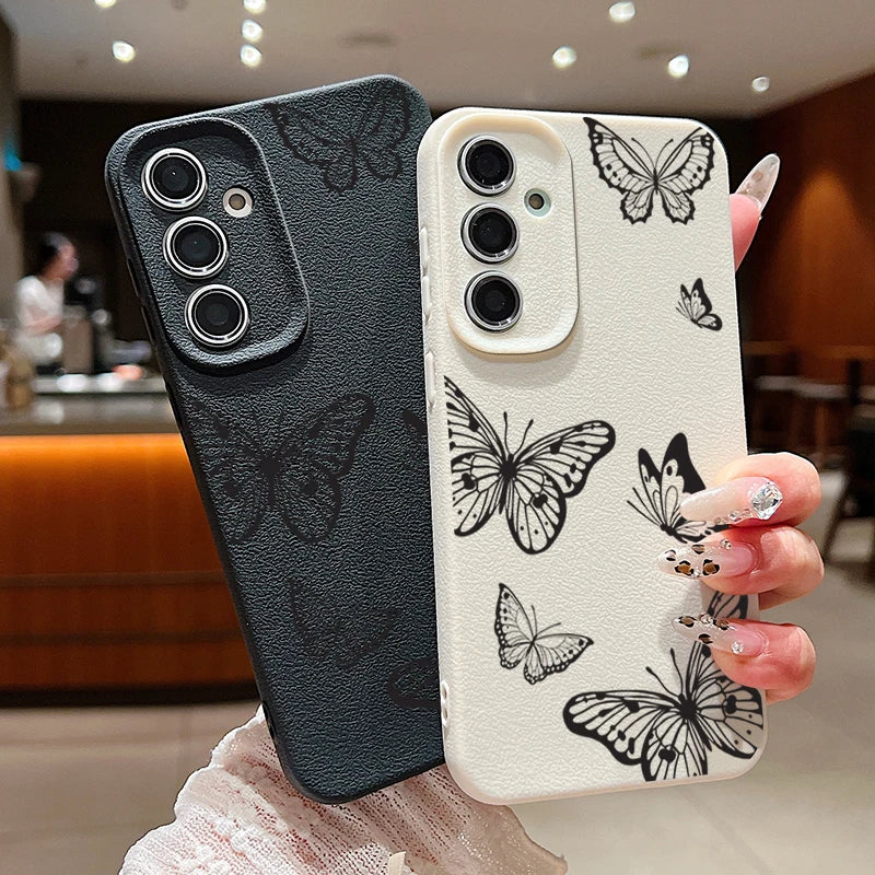 Elegante Schmetterlingshülle mit Leder-Optik für Samsung
